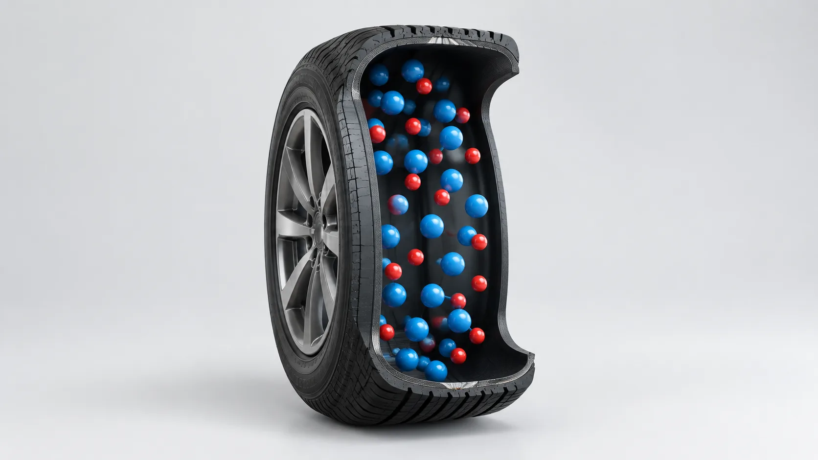 Illustration of the air inside a tyre, which is already mostly nitrogen